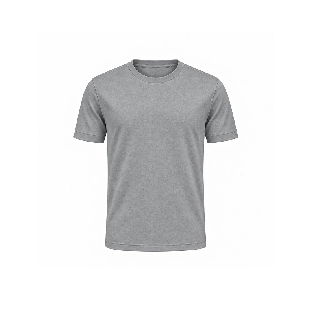 M. Grey Round Neck Cotton T-Shirt