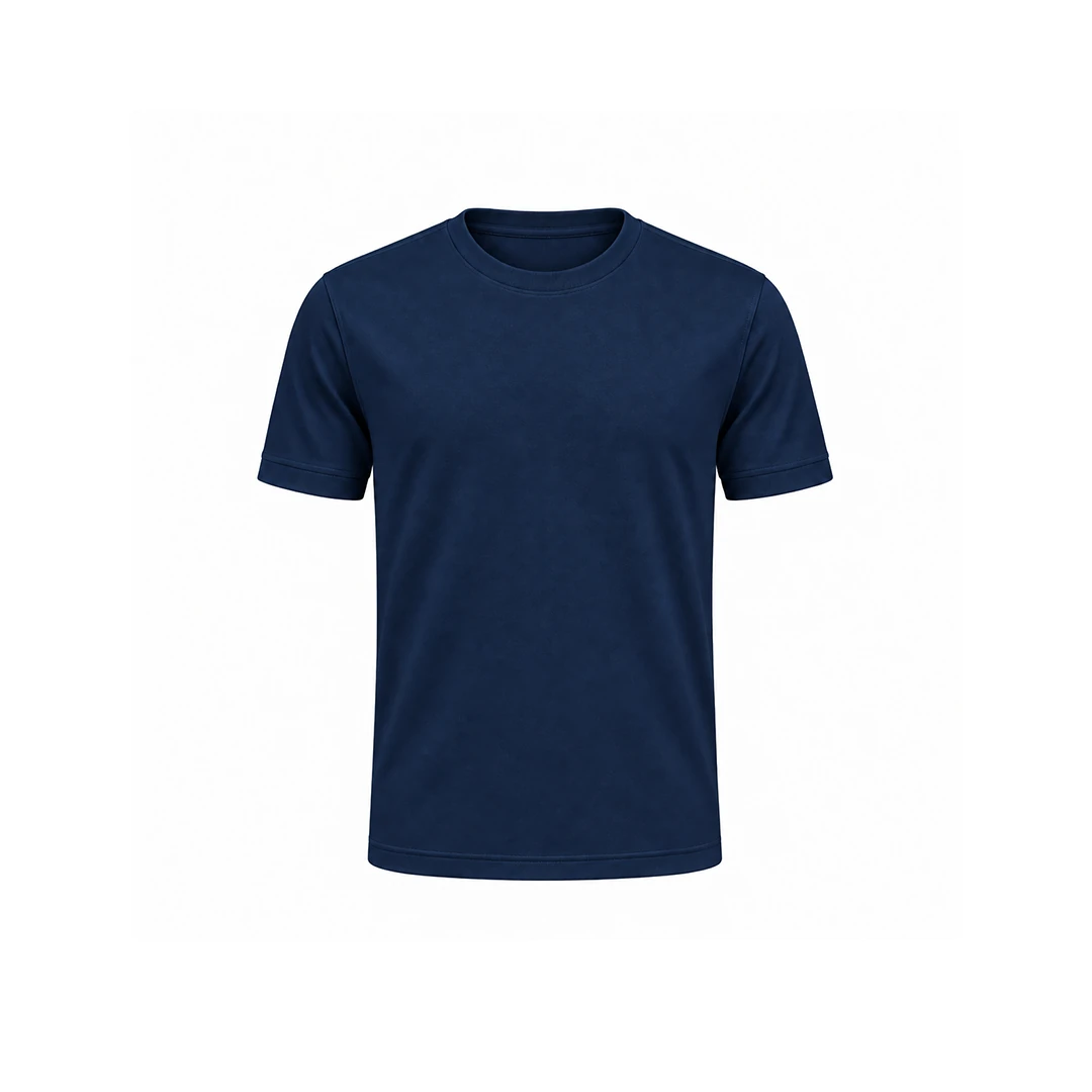 Navy Blue Round Neck Cotton T-Shirt