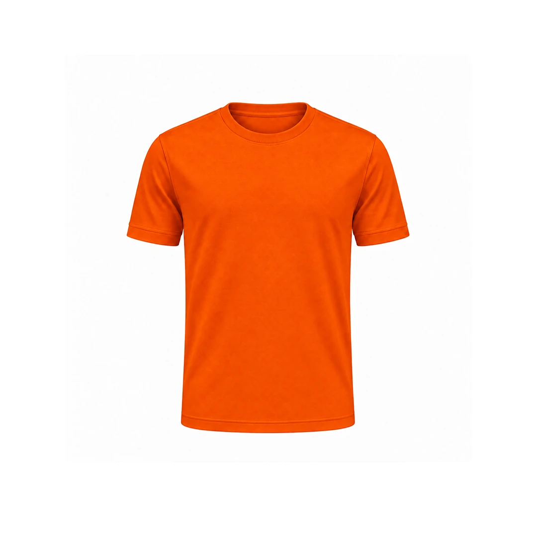 Orange Round Neck Cotton T-Shirt